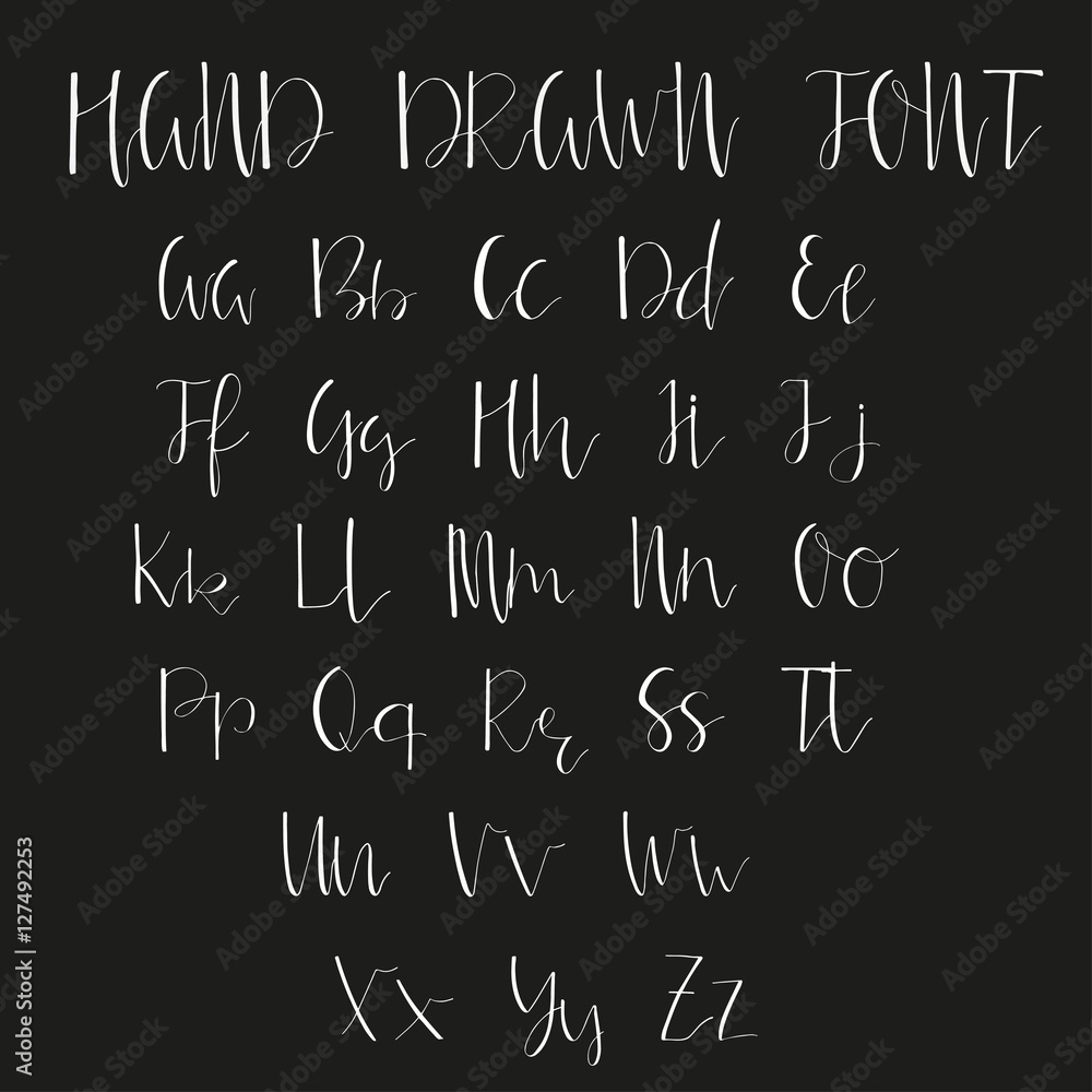 Hand drawn creative font. Unique lettering. Vector illustration Hand drawn creative font. Unique lettering. Vector illustration