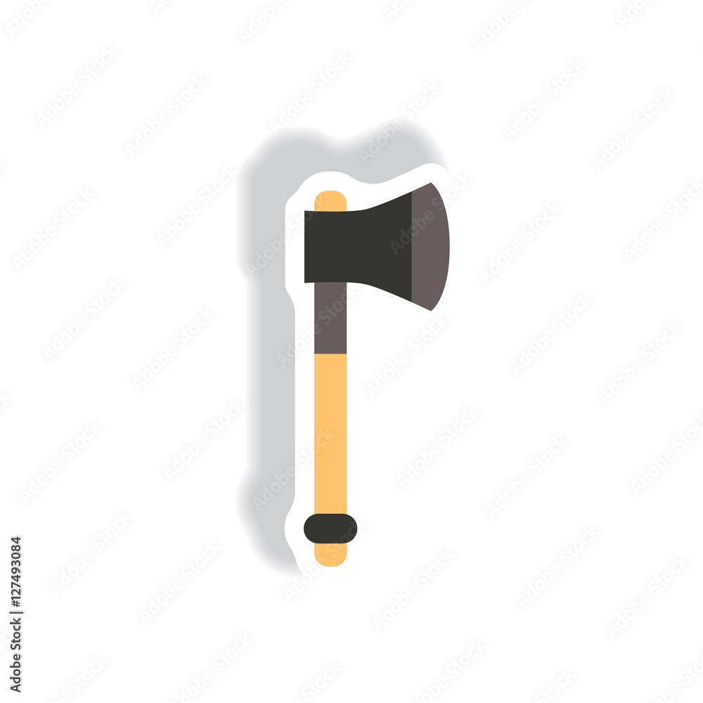 stylish icon in paper sticker style steel ax stylish icon in paper sticker style steel ax