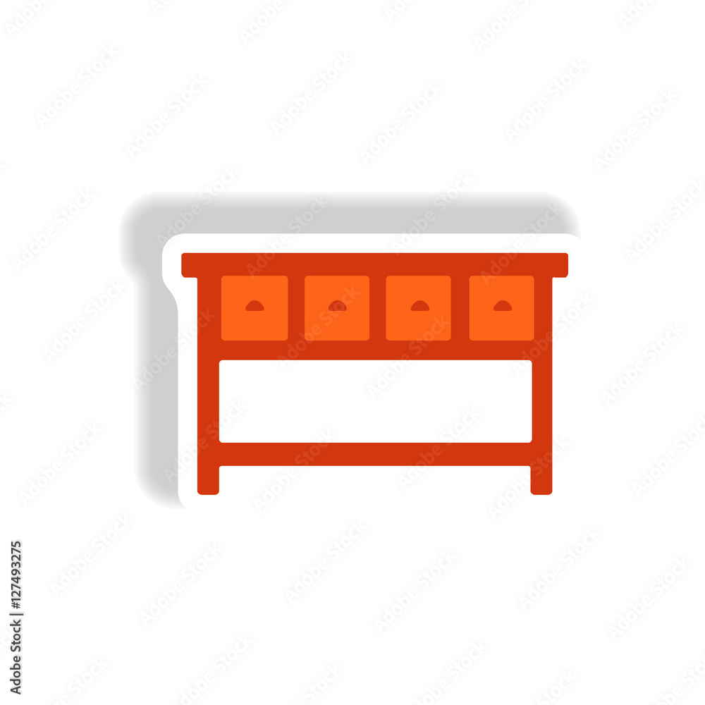 stylish icon in paper sticker style fashion office desk stylish icon in paper sticker style fashion office desk