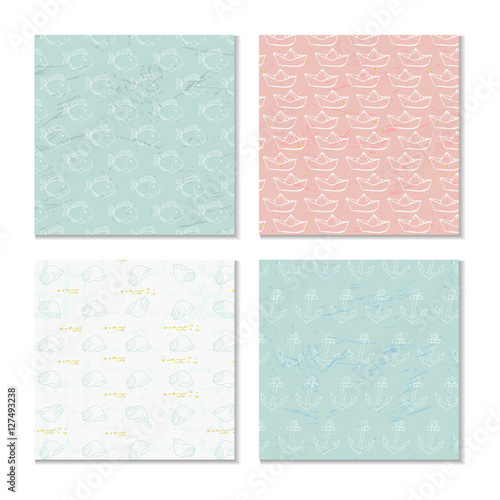Sea and nautical backgrounds, pattern. Vector illustration.