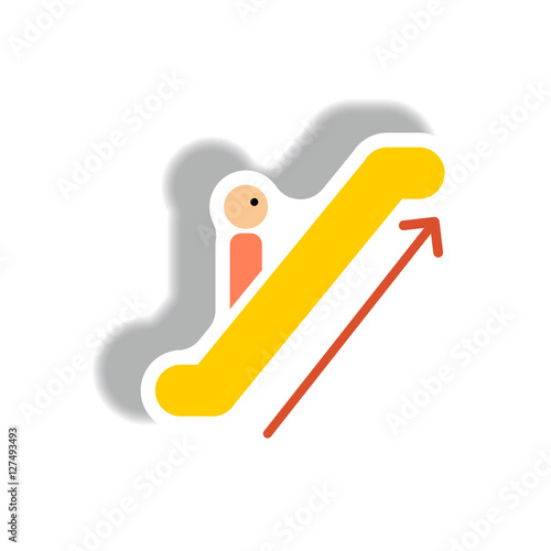 stylish icon in paper sticker style escalator up