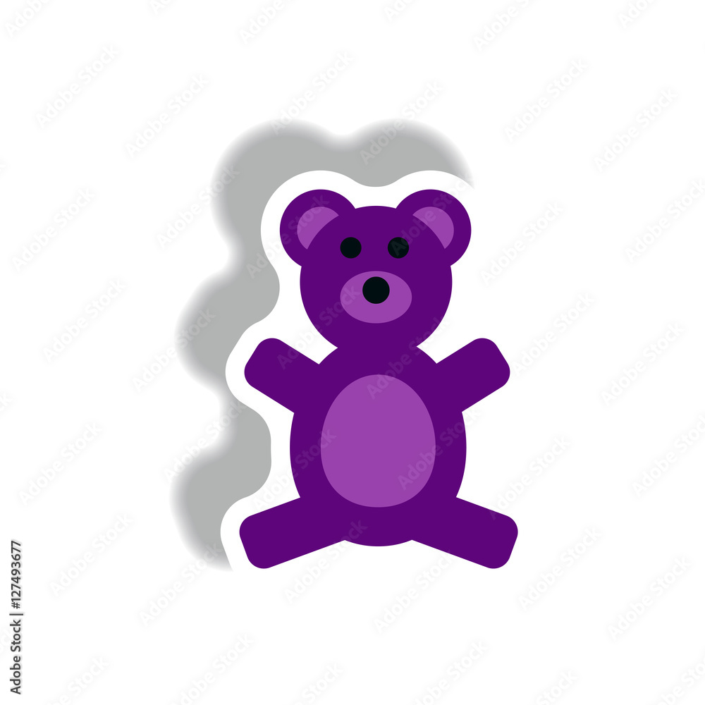 Fototapeta premium stylish icon in paper sticker style toy bear
