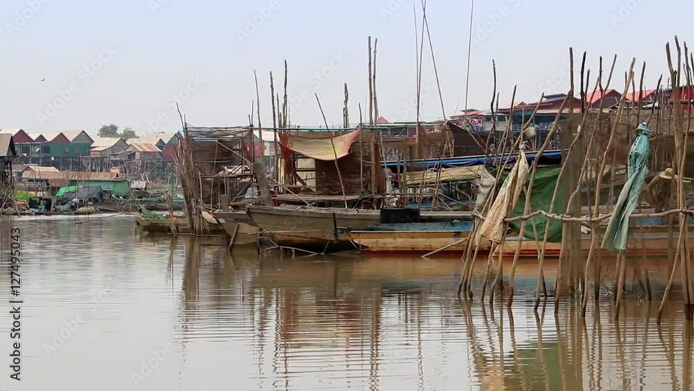 Cambodia Tonle Sap lake boats and swimming village Cambodia Tonle Sap lake boats and swimming village