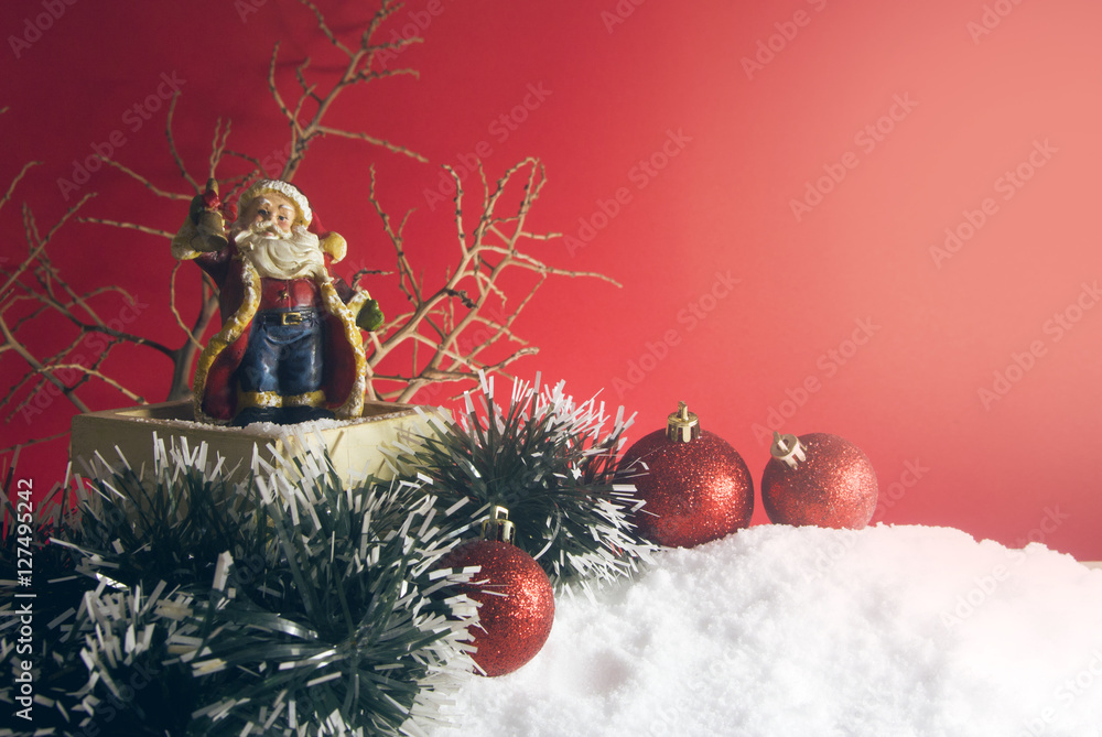 Obraz premium santa and decor prop with snow