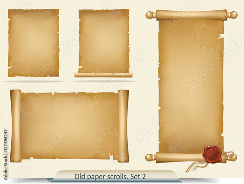 Set of old paper scrolls