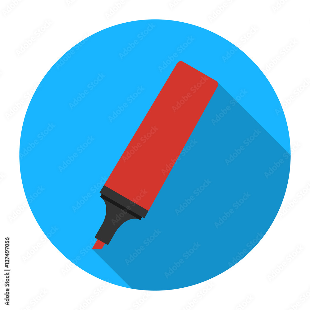 Marker round icon with long shadow. Flat design style Marker round icon with long shadow. Flat design style
