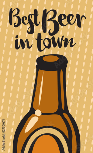 vector banner with bottle and inscription best beer and town