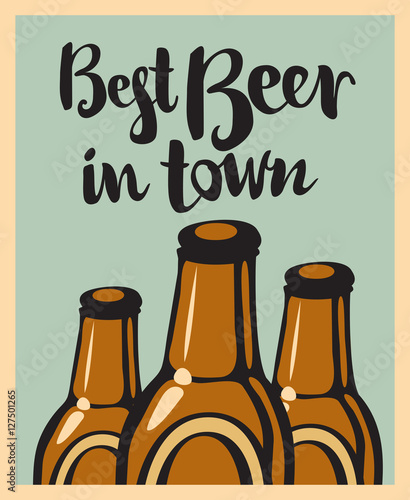 vector banner with three bottles and inscription best beer and town