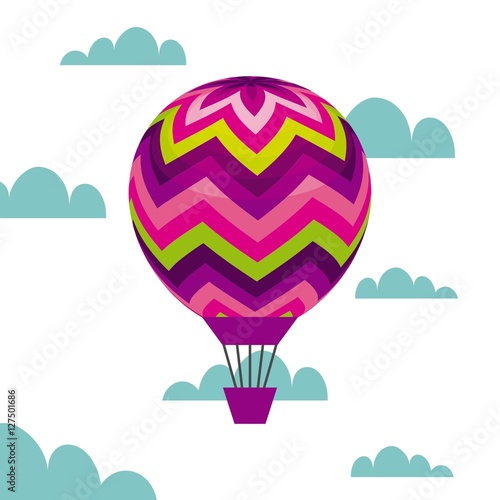 air balloon icon over sky  background. colorful design. vector illustration