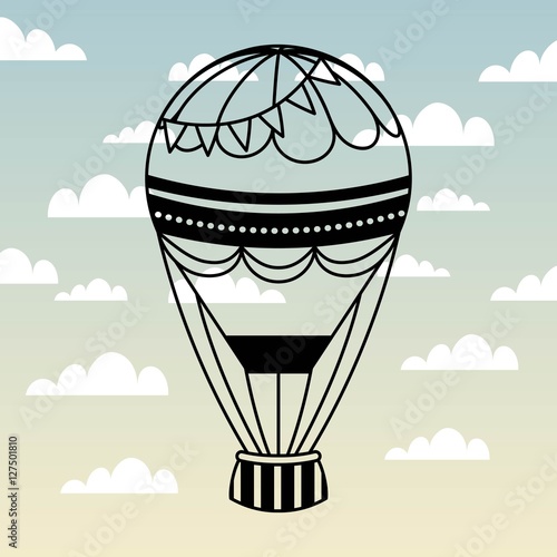 air balloon icon over sky background. colorful design. vector illustration