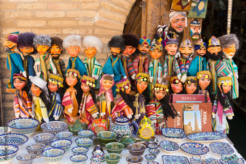 Pottery and puppets typical of Khiva, Uzbekistan