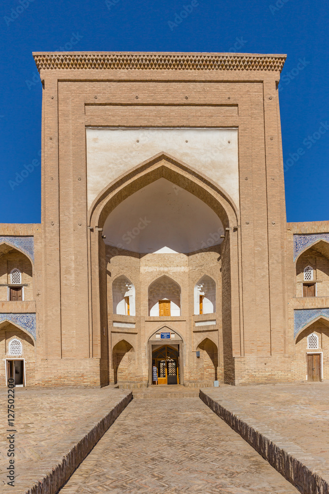 The Kutlimurodinok Madrasah in Khiva, Uzbekistan.