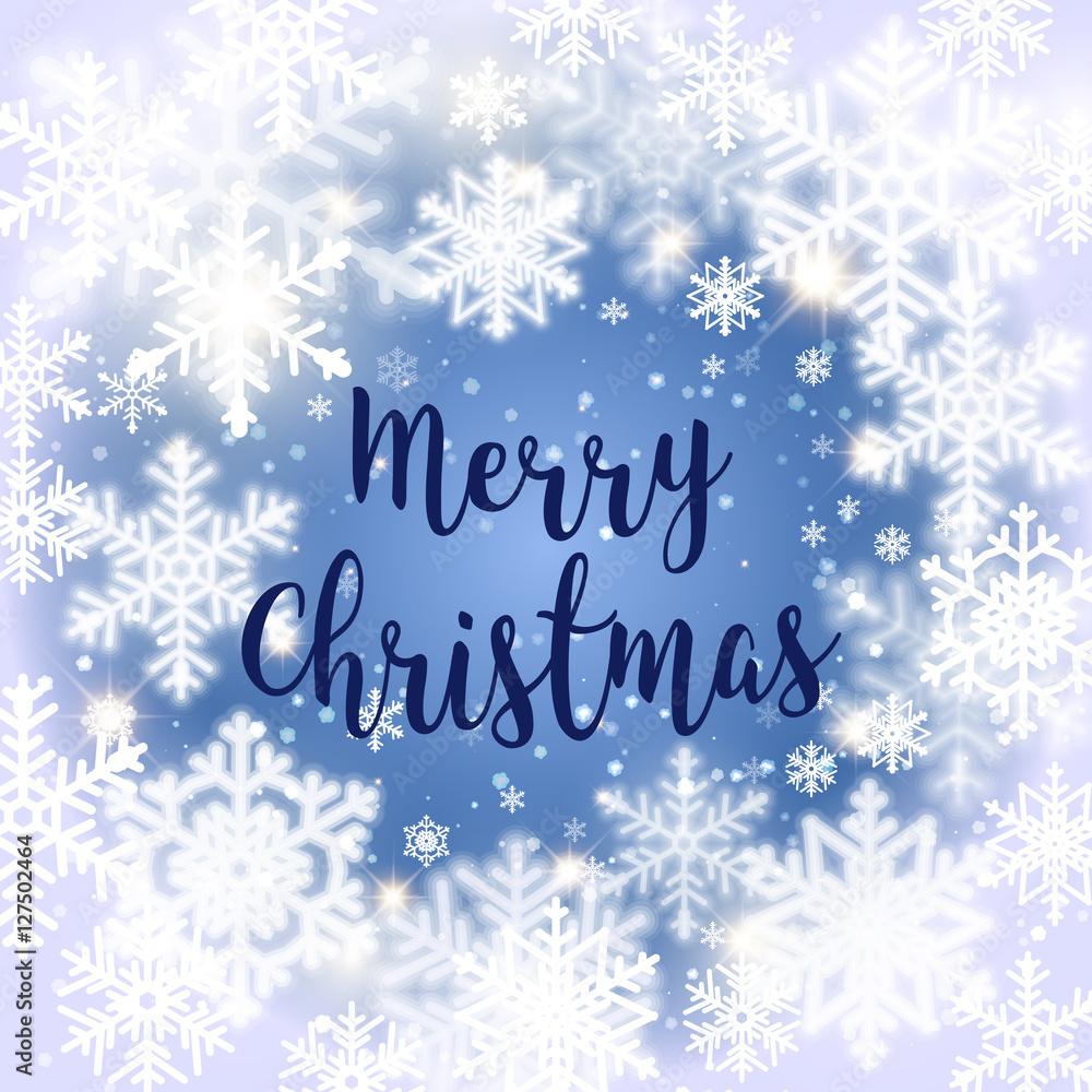 Merry Christmas message and light background with snowflakes. Vector illustration Eps 10. Merry Christmas message and light background with snowflakes. Vector illustration Eps 10.