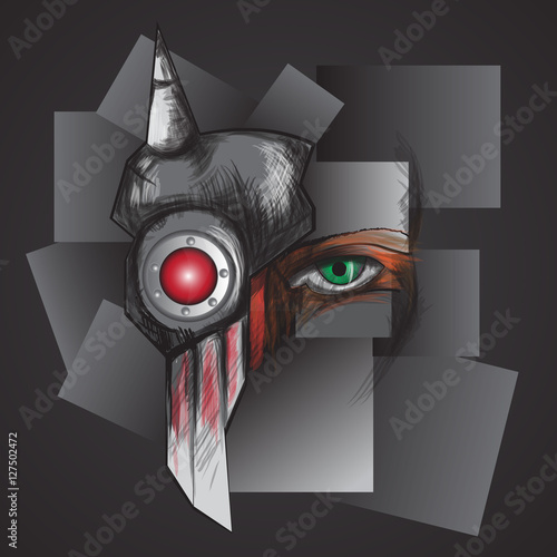 robot mask on the face