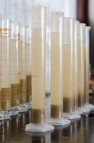 Test tubes with soil and water solution
