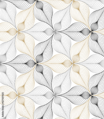 Abstract linear petal flower. Vector pattern