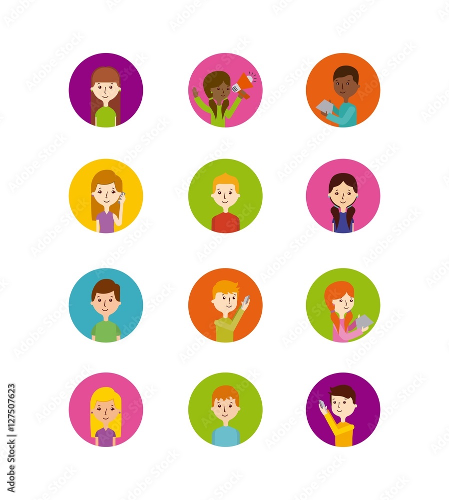 icons set of people in colorful circles over white background. vector illustration icons set of people in colorful circles over white background. vector illustration