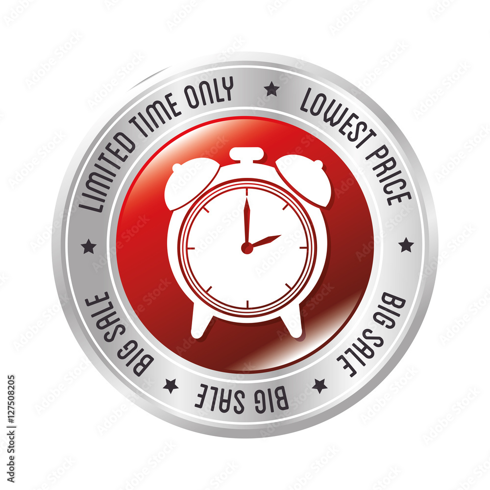 limited time only lowest price big sale clock alarm badge vector illustration eps 10