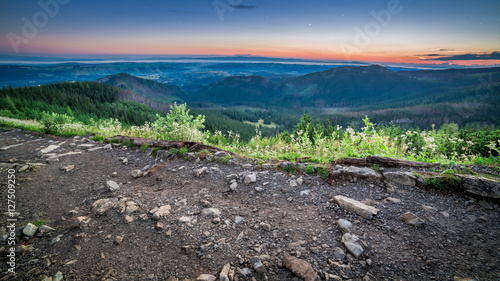 Stunning dawn in Tatra mountains view from the ridge, Poland