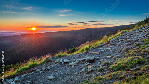 Fototapeta Naklejka Na Ścianę i Meble -  Stunning Tatra mountains at sunrise view from the ridge, Poland