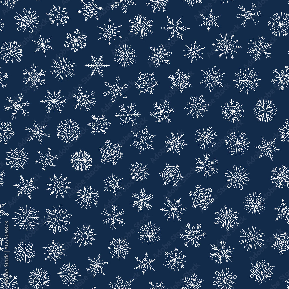 Christmas seamless doodle pattern with snowflakes Christmas seamless doodle pattern with snowflakes