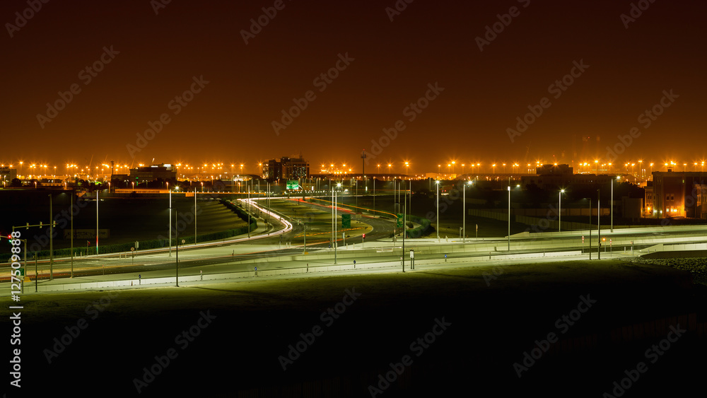 road at night in Abu Dhabi, United Arab Emirates
