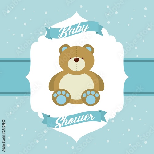 baby shower card with bear icon. colorful design. vector illustration
