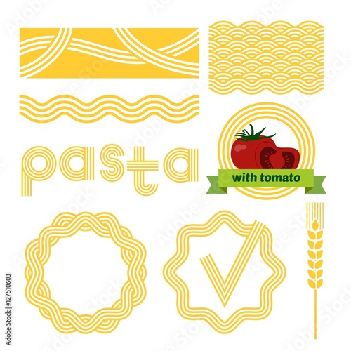 Pasta package labels design set.