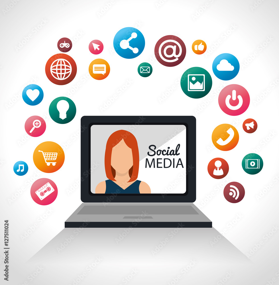 girl laptop networking social media vector illustration eps 10 girl laptop networking social media vector illustration eps 10