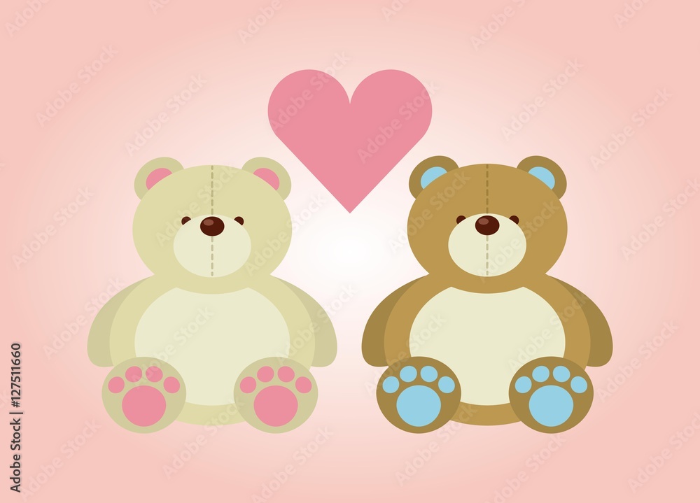 cute bears and heart icon over pink background. vector illustration cute bears and heart icon over pink background. vector illustration