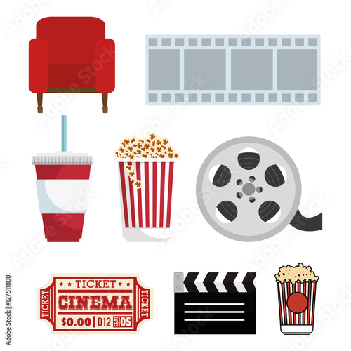 set movie cinema symbol icons vector illustration eps 10