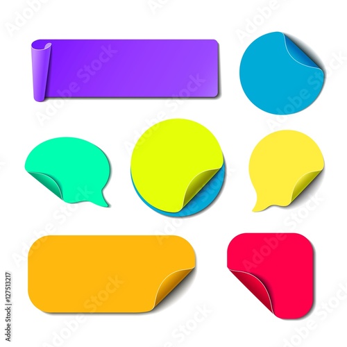 Set of isolated colorful paper stickers.