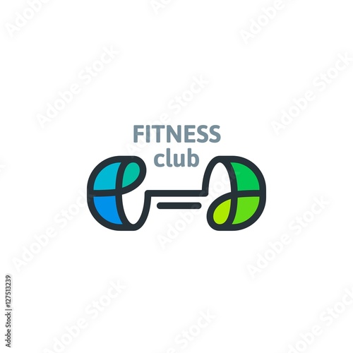 Linear fitness club template logo.
