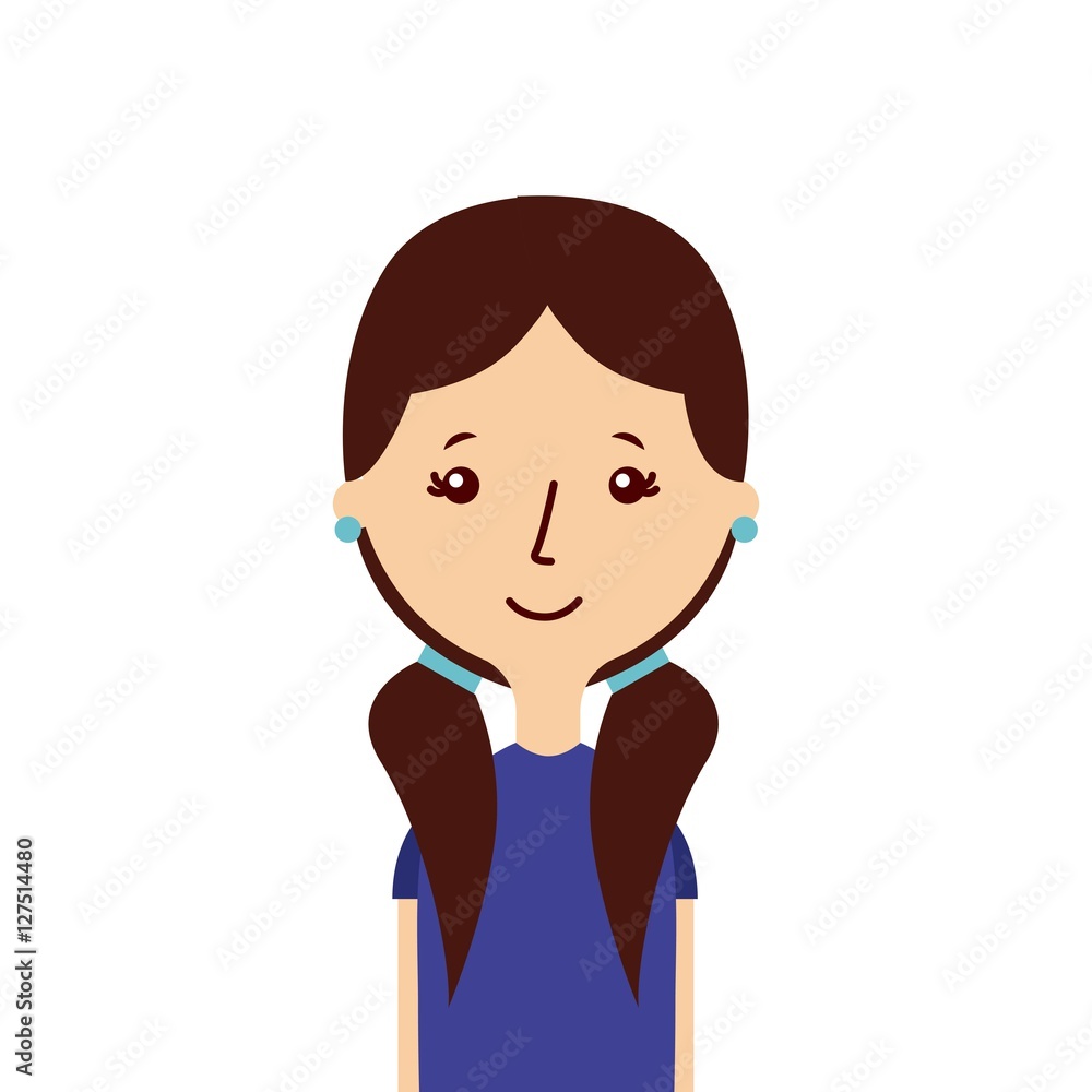 cartoon woman person smiling over white background. vector illustration cartoon woman person smiling over white background. vector illustration