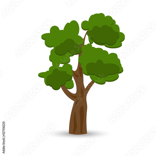 A stylized drawing of a green  curly oak.  illustration