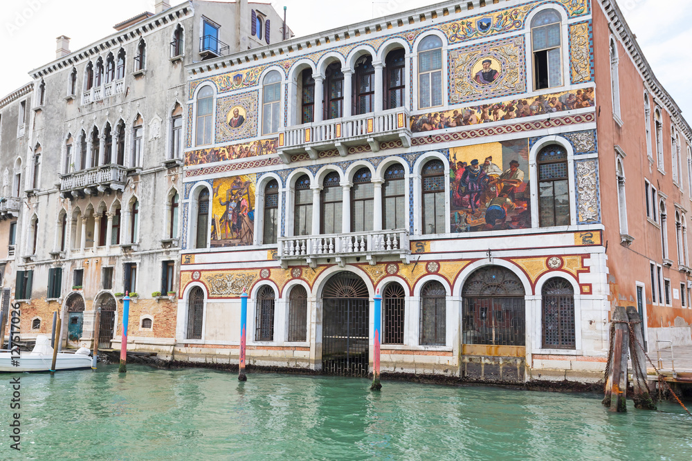 Colorful and golden palace named  Da Mula Morosini in Grand Canal  (Venice, Italy) 