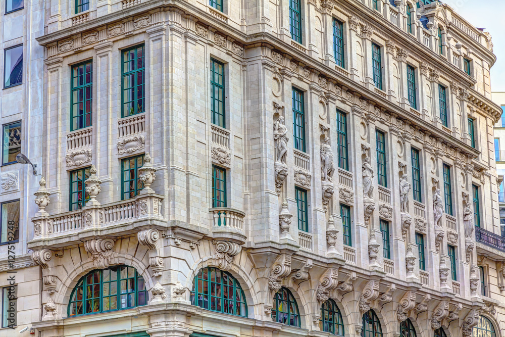 The facade of the building in the center of Brussels, HDR Image.