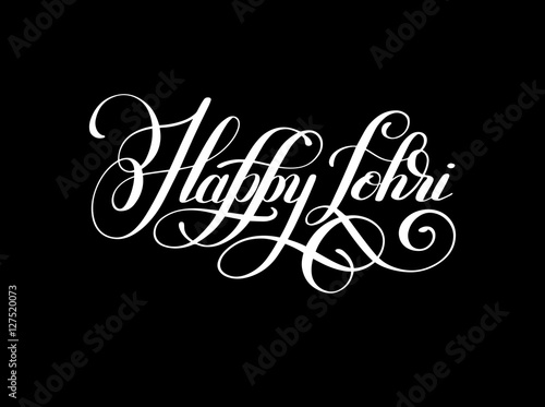 Happy Lohri hand lettering inscription to indian bonfire festiva © Kara-Kotsya