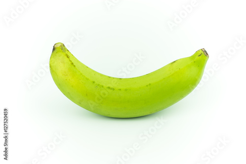 green bananas isolated on white background