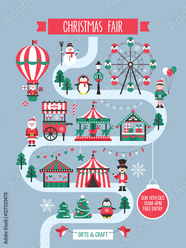 Christmas market and holiday fair poster design