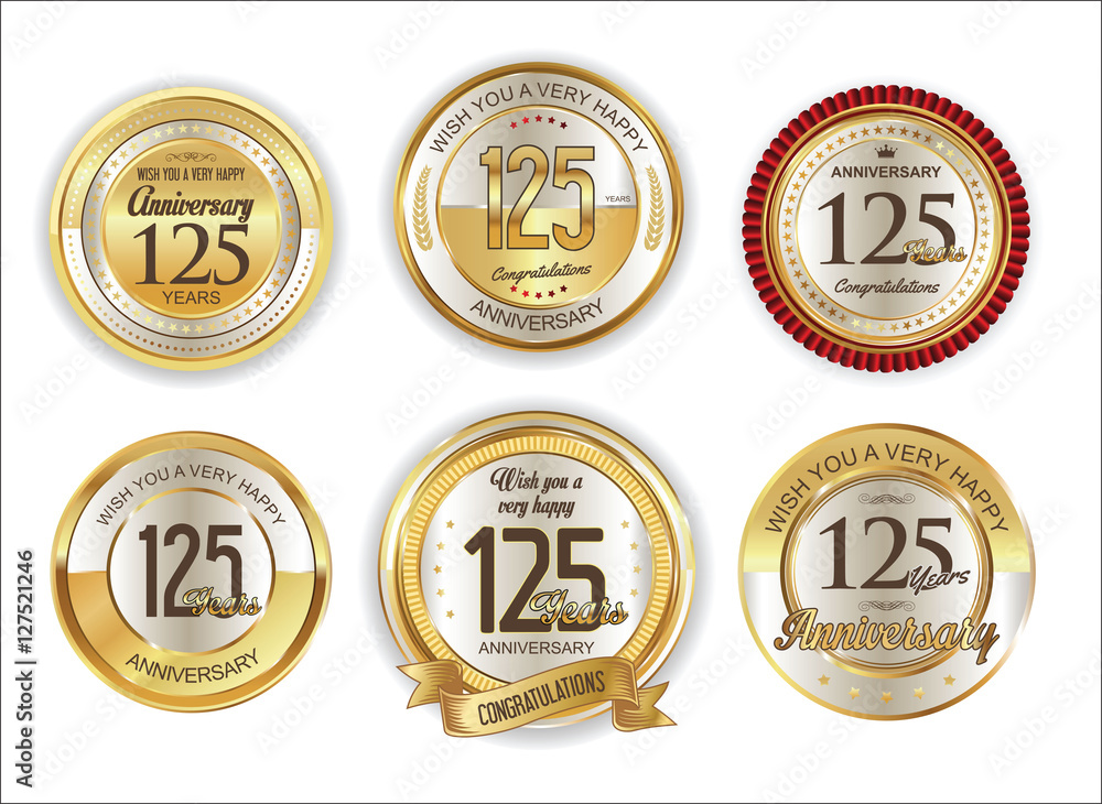Fototapeta premium Anniversary retro vintage golden badges collection 30 years