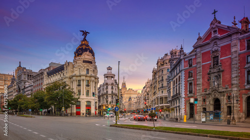 Madrid. Panoramic cityscape image of Madrid, Spain during sunrise.