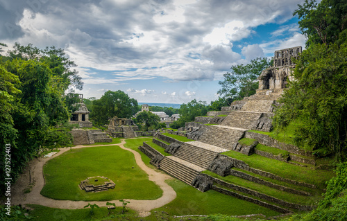 Temples of the Cross Group at mayan ruins of Palenque - Chiapas, Mexico