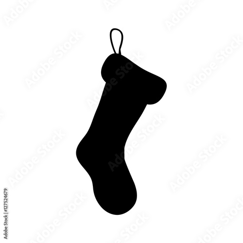 Empty Christmas Sock Silhouette Icon Symbol Design.  Vector Christmas illustration isolated on white background. Vector illustration for Christmas, new year, decoration, winter holiday.