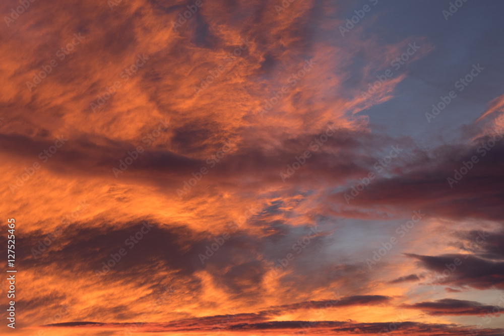 Sky with clouds at sunrise and sunset