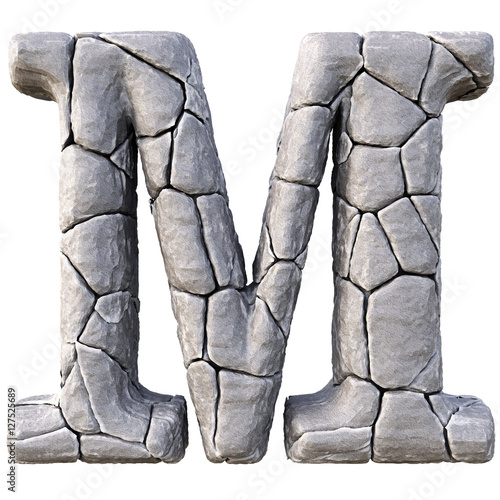 Alphabet from the stones. isolated on white background. 3D illustration.