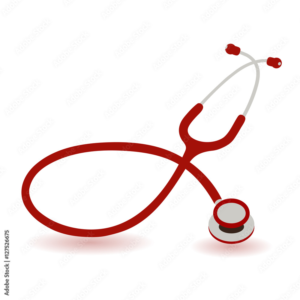 illustration of a red stethoscope on a white background illustration of a red stethoscope on a white background