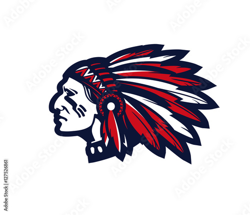 American indian chief vector logo or icon