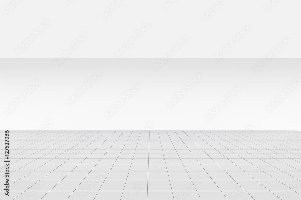 3d rendering of cubes floor and blank wall