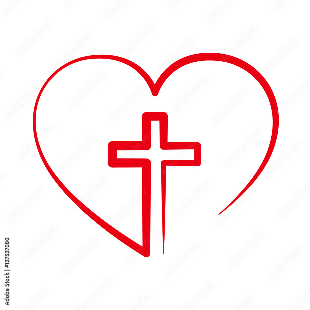 Christian cross inside in the heart. Vector illustration. Christian cross inside in the heart. Vector illustration.
